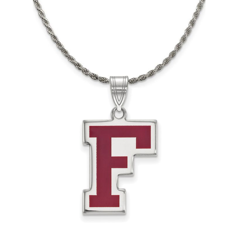 Sterling Silver Fordham U Enamel Large Pendant Necklace - 26 Inch